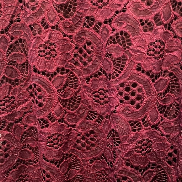 Robbie Bee Asymmetrical Lace Dress | Deep Red | Size 16 | Elegant Occasion Dress - Picture 3 of 8